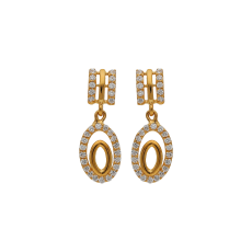 TRENDY OVAL DESIGN STONE DROP EARRINGS
